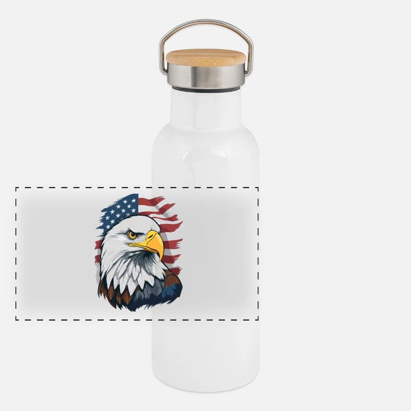 Pygargue à tête blanche Gourde isotherme avec bouchon en bambou