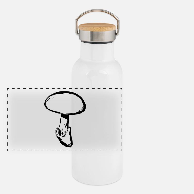 Champignon noir, cueillette de champignons Gourde isotherme avec bouchon en bambou