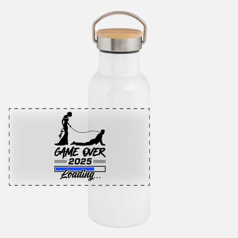 Hochzeit Loading 2025 Game Over Panorama Thermosflasche mit Bambusdeckel