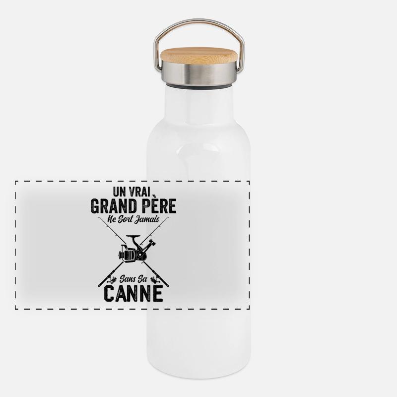 Un vrai Grand Père Pêcheur Gourde isotherme avec bouchon en bambou