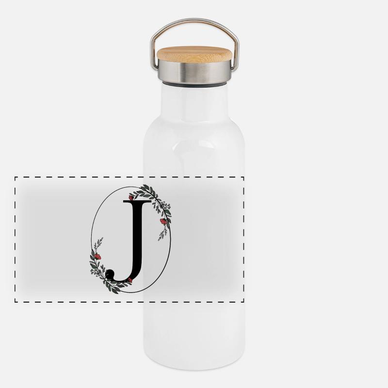 Letter J Panoramic Thermal Bottle with Bamboo Lid