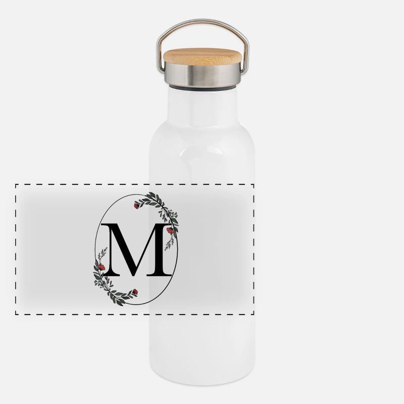 Letter M Panoramic Thermal Bottle with Bamboo Lid