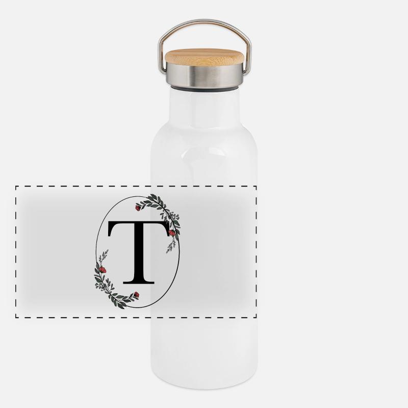 Lettre T Gourde isotherme avec bouchon en bambou