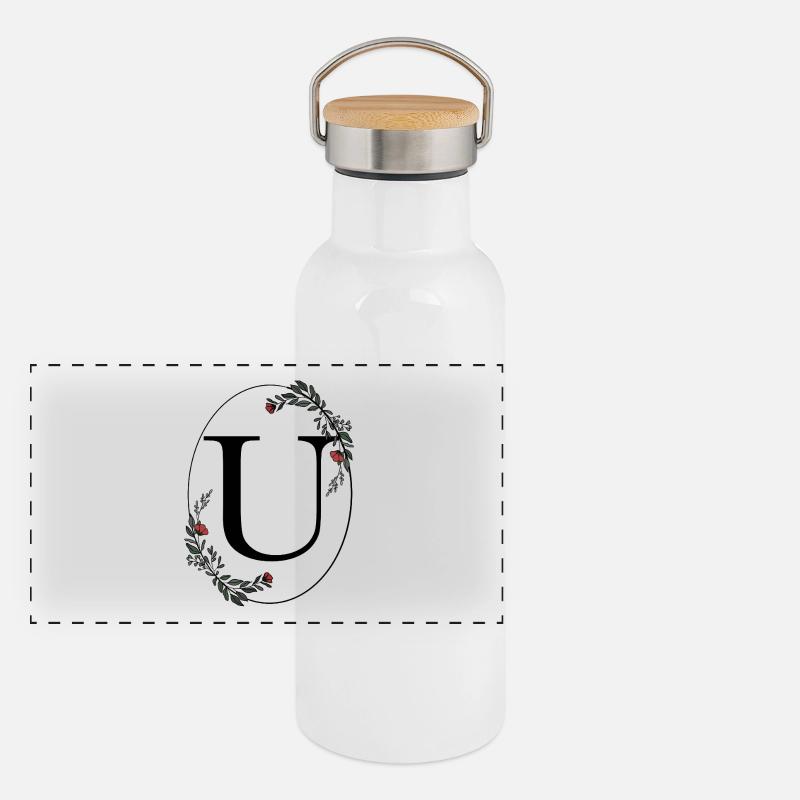 Lettre U Gourde isotherme avec bouchon en bambou