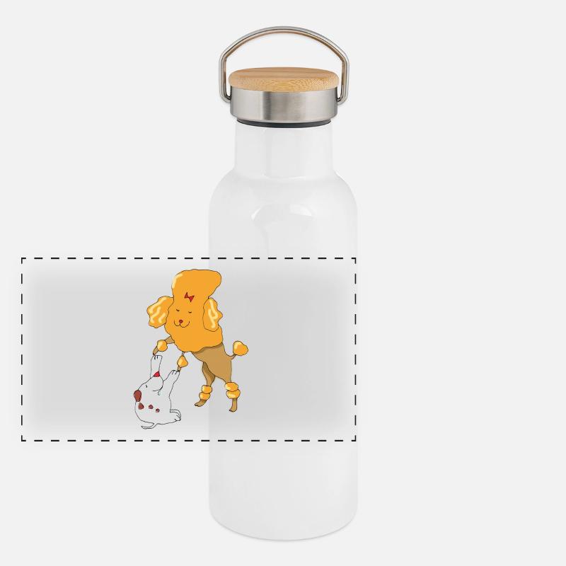 Dancing Dogs A Panoramic Thermal Bottle with Bamboo Lid