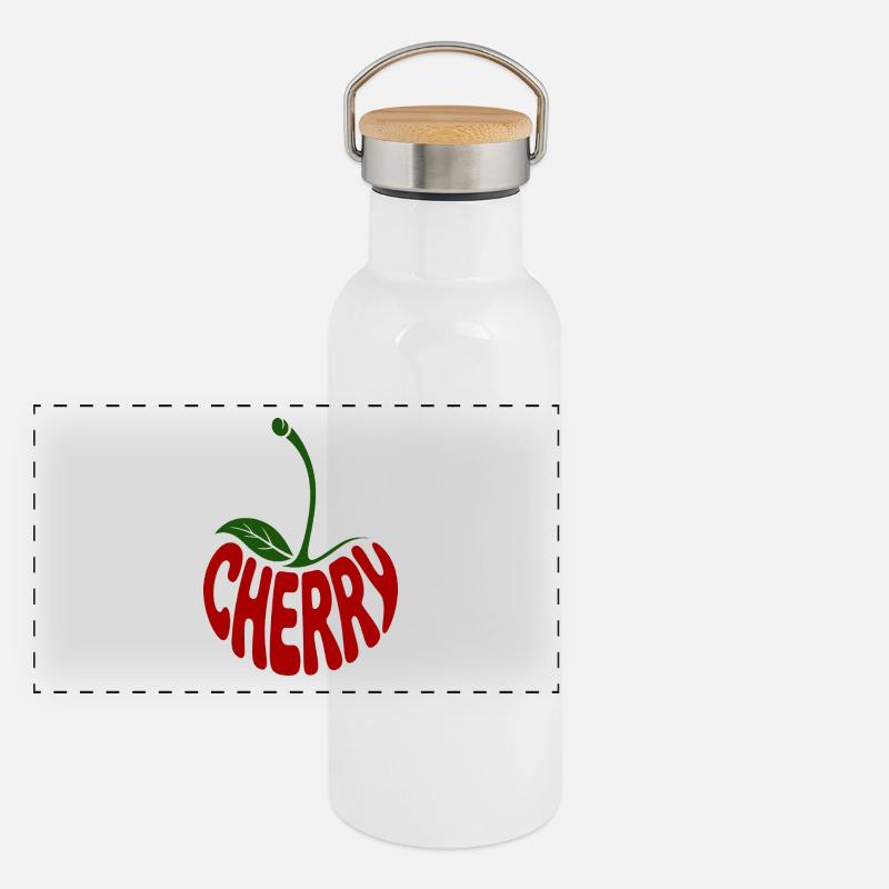 Cerise - Logo de fruit cool Gourde isotherme avec bouchon en bambou