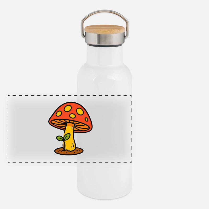 Pilze & Sprossen Panorama Thermosflasche mit Bambusdeckel