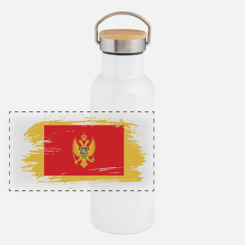 Montenegro Vintage Flagge Panorama Thermosflasche mit Bambusdeckel