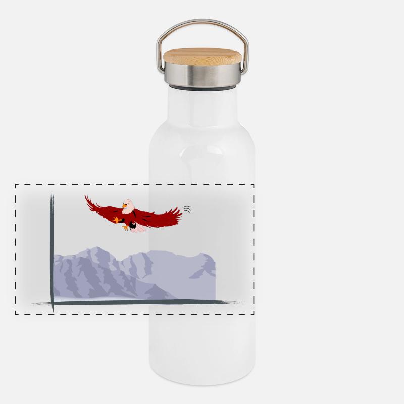 Eagles in the mountains Panoramic Thermal Bottle with Bamboo Lid