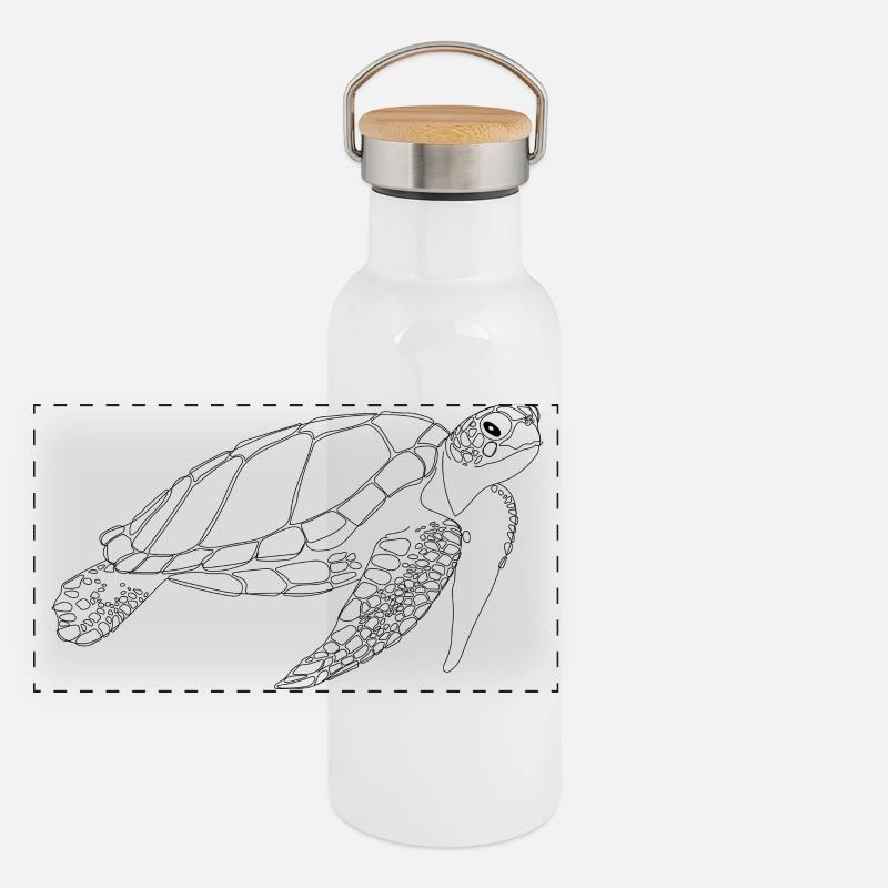 Tortue marine Gourde isotherme avec bouchon en bambou