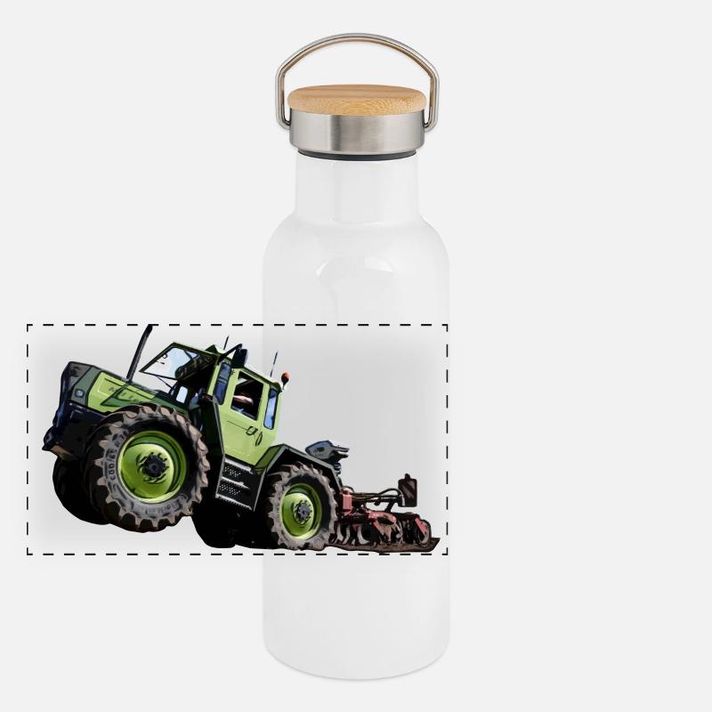 Green tractor MB trac 1300 high starter Panoramic Thermal Bottle with Bamboo Lid