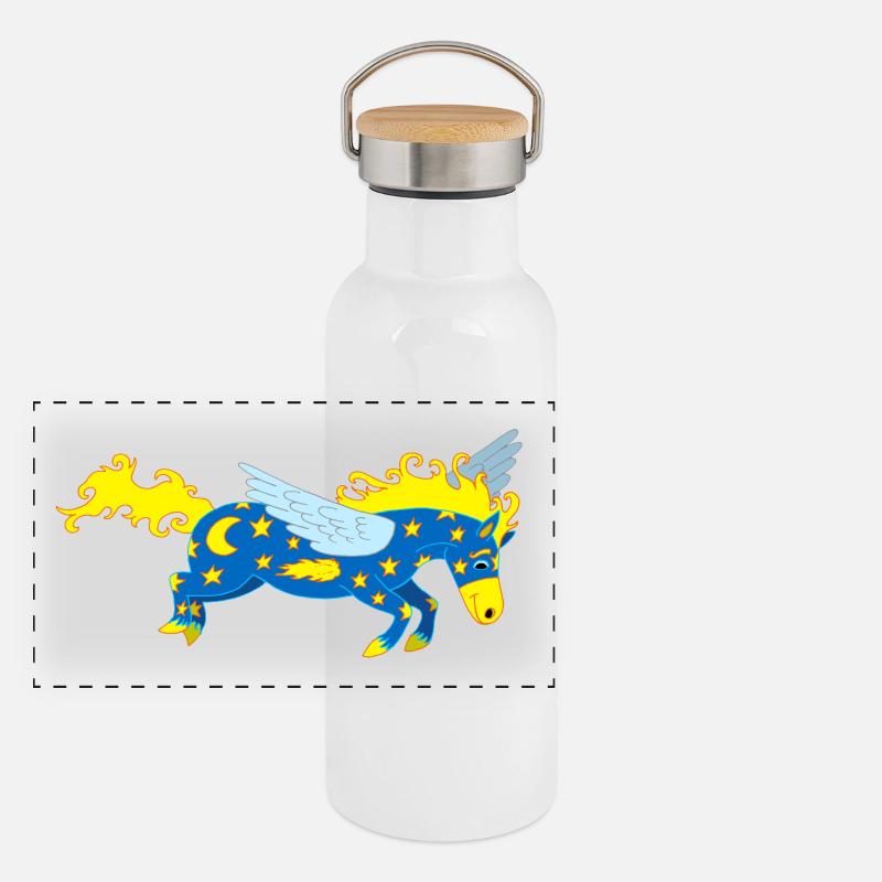 Cheval Pégase Gourde isotherme avec bouchon en bambou