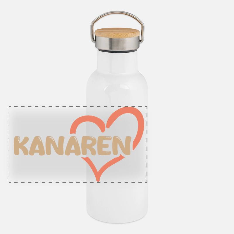Canaries Gourde isotherme avec bouchon en bambou