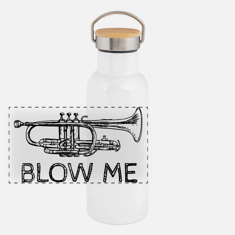 Funny Slogan With Trumpet Panoramic Thermal Bottle with Bamboo Lid