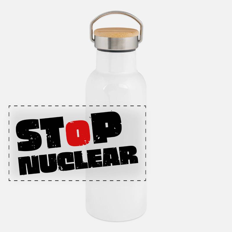 Keine Atomkraft Nuclear Panorama Thermosflasche mit Bambusdeckel