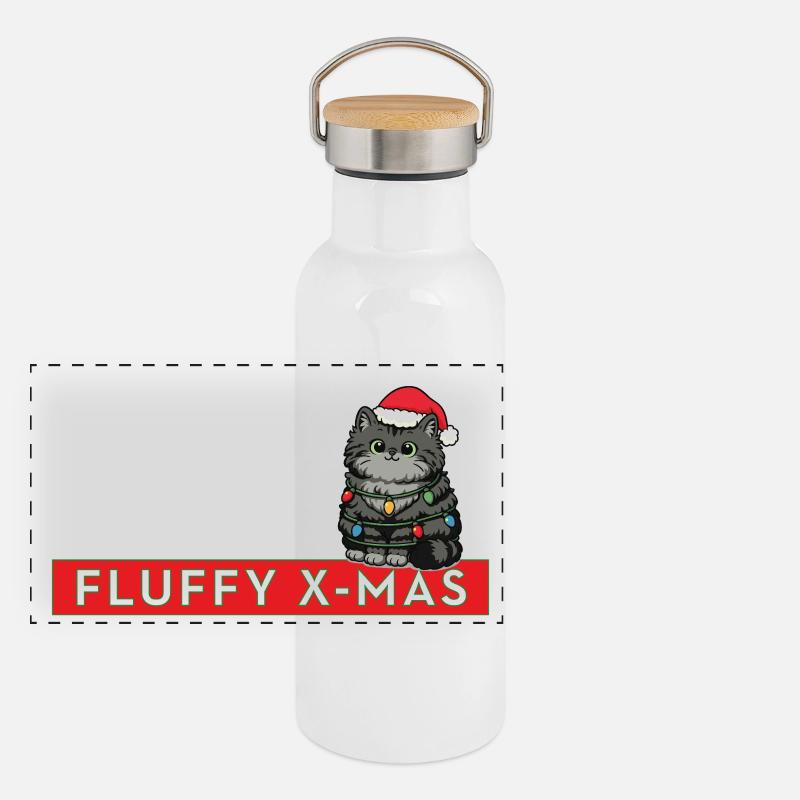 Noël duveteux – Noël chat mignon Gourde isotherme avec bouchon en bambou