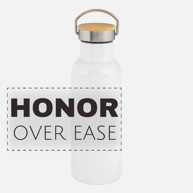 Honor Over Ease – Minimalist Motivational Quote  Panoramic Thermal Bottle with Bamboo Lid