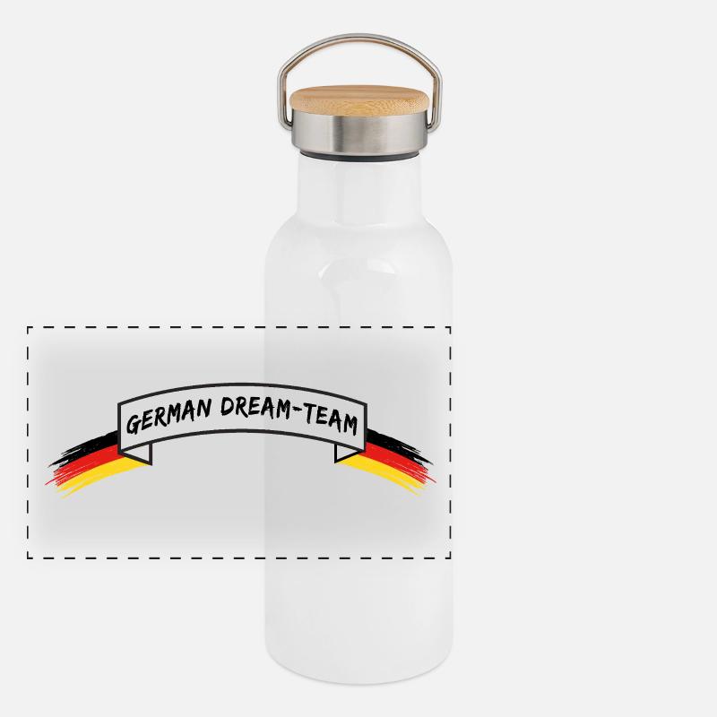 GERMAN DREAM TEAM | Banderole Deutschland Panorama Thermosflasche mit Bambusdeckel