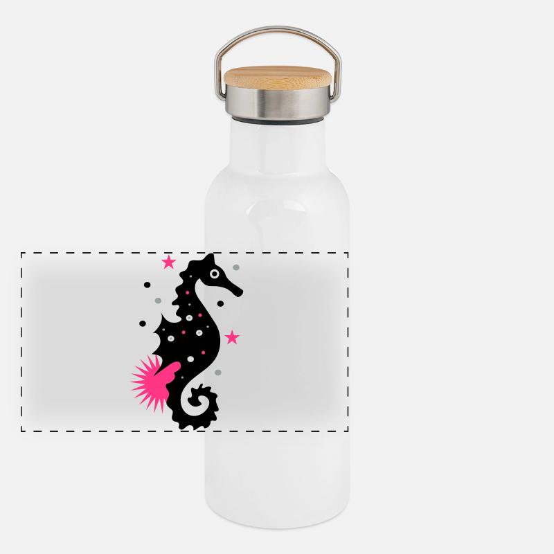 Le cheval de mer Gourde isotherme avec bouchon en bambou