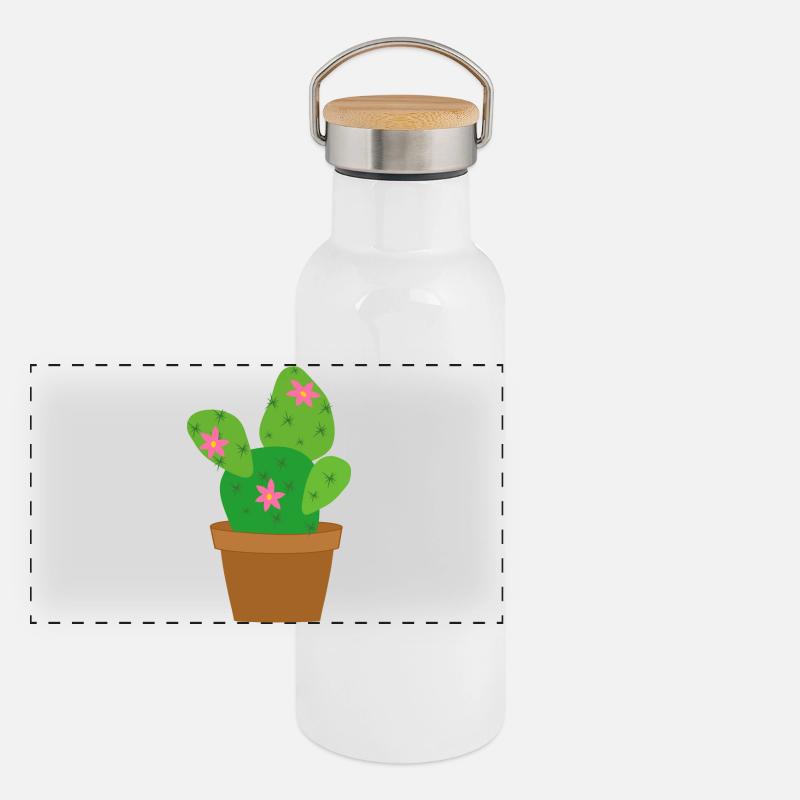 cactus Gourde isotherme avec bouchon en bambou