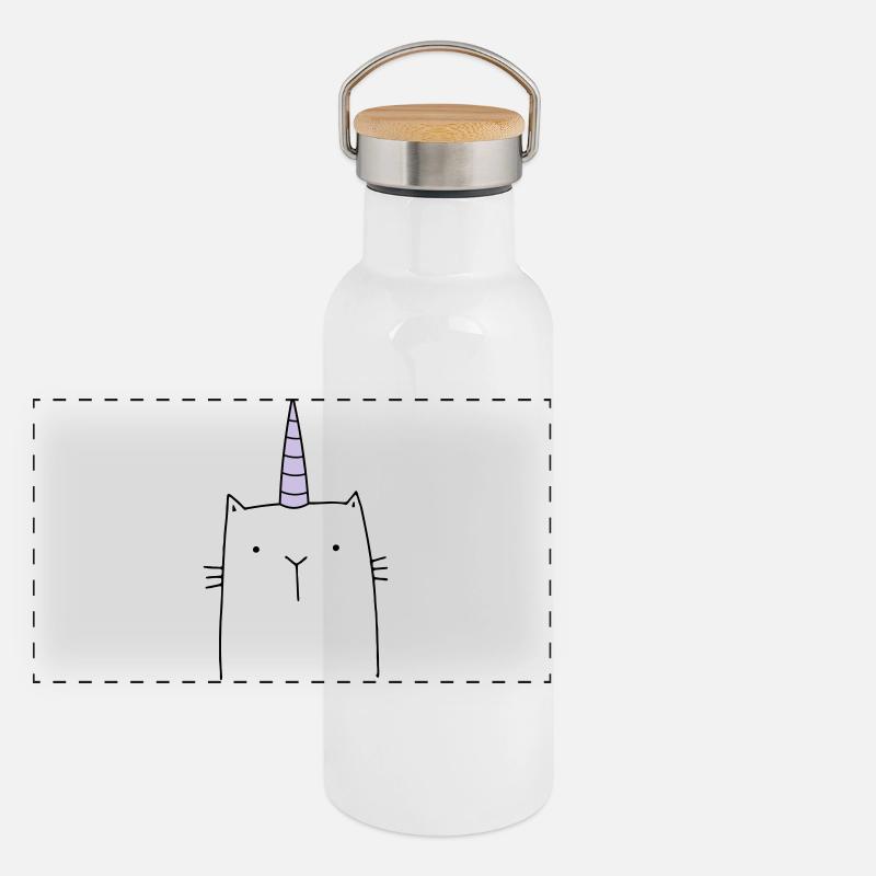 Cadeau mignon chat licorne Gourde isotherme avec bouchon en bambou