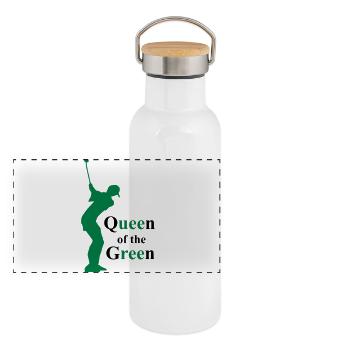 Golf - Panorama Thermosflasche mit Bambusdeckel - Weiß - Vorne