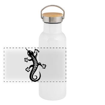 Lézard, lézard - Gourde isotherme avec bouchon en bambou - blanc - Devant