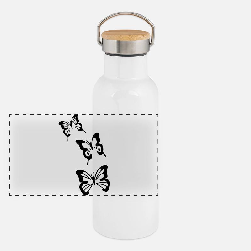 Schmetterlinge Panorama Thermosflasche mit Bambusdeckel