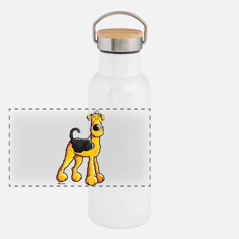 Süßer Airedale Terrier Panorama Thermosflasche mit Bambusdeckel