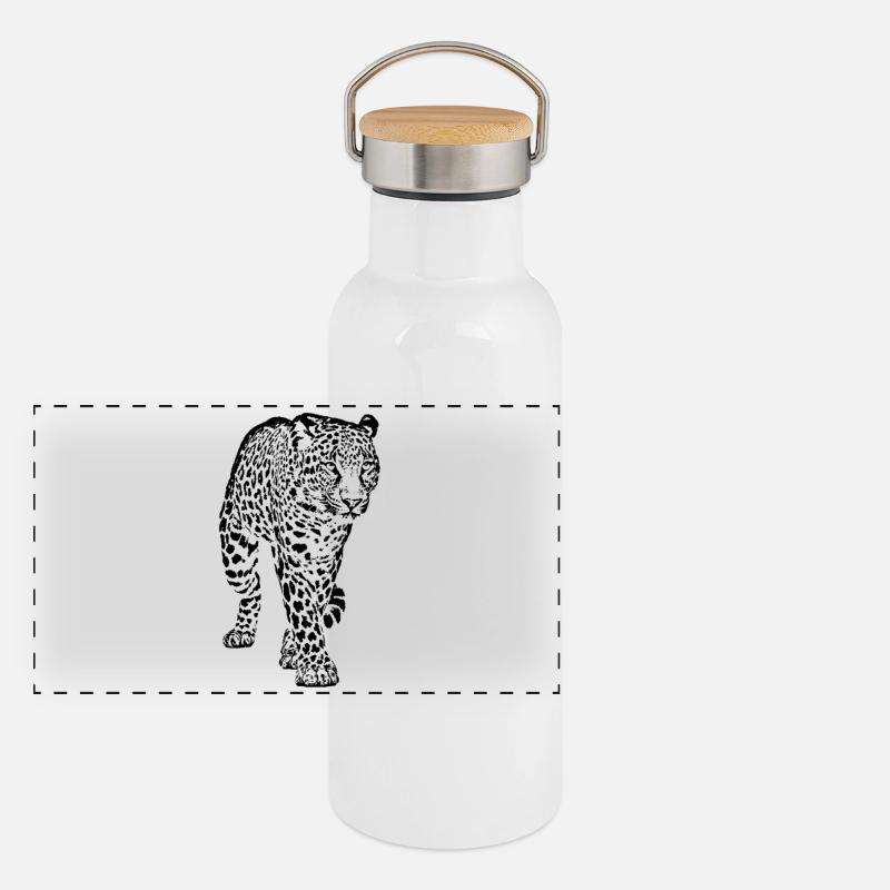Animal léopard Gourde isotherme avec bouchon en bambou