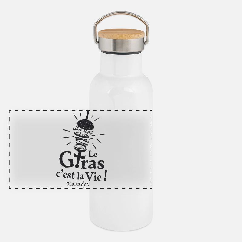 Le gras cest la vie ! Karadoc burger Gourde isotherme avec bouchon en bambou