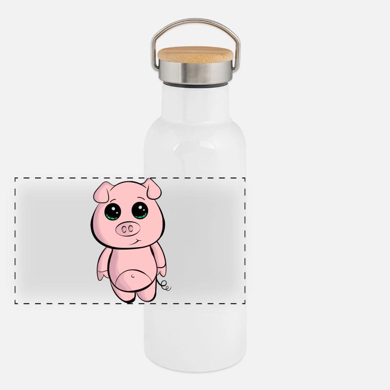 Petit cochon Gourde isotherme avec bouchon en bambou