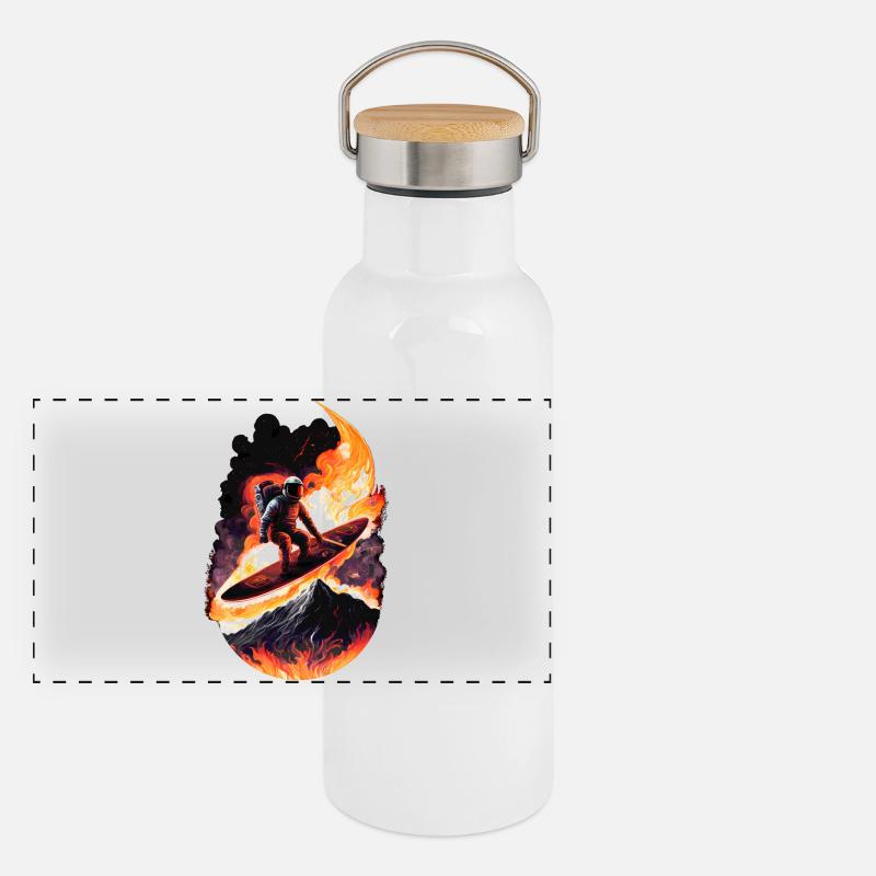 Surfing Astronaut Panoramic Thermal Bottle with Bamboo Lid