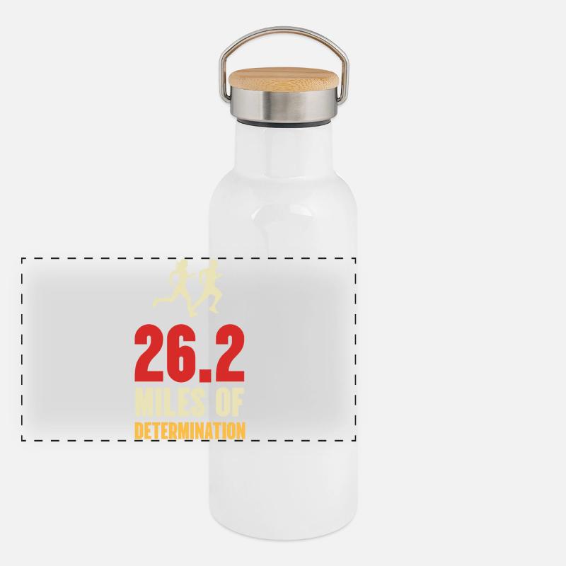 Marathon - 26,2 miles de détermination Gourde isotherme avec bouchon en bambou