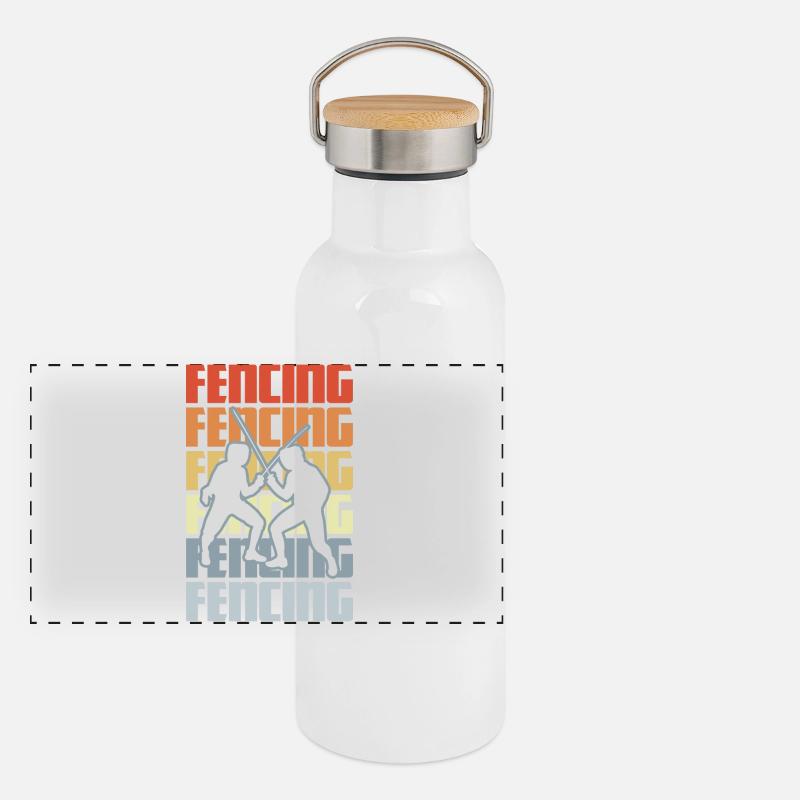 Retro Fechten Panorama Thermosflasche mit Bambusdeckel
