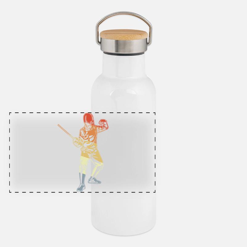 Fencing sketch Panoramic Thermal Bottle with Bamboo Lid
