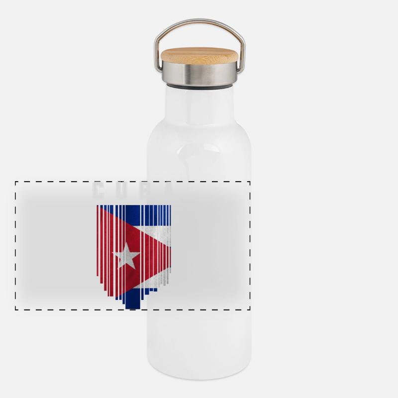 Cuban flag, Cuban pride Panoramic Thermal Bottle with Bamboo Lid