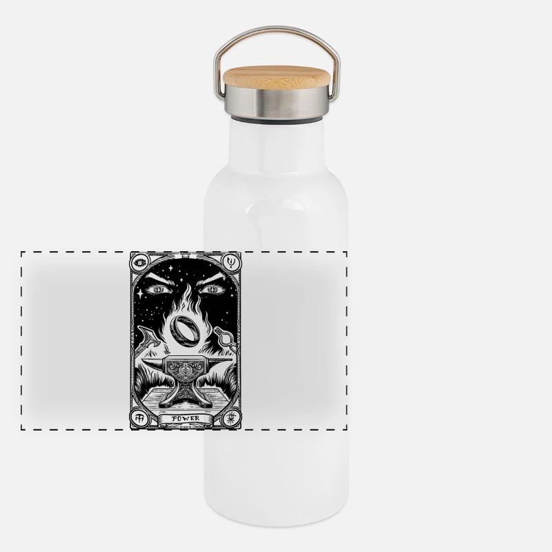 Ein Ring Tarot schwarz Panorama Thermosflasche mit Bambusdeckel