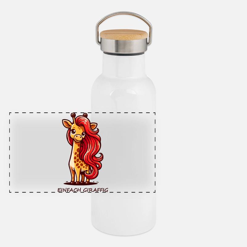 Einfach Giraffig Panorama Thermosflasche mit Bambusdeckel