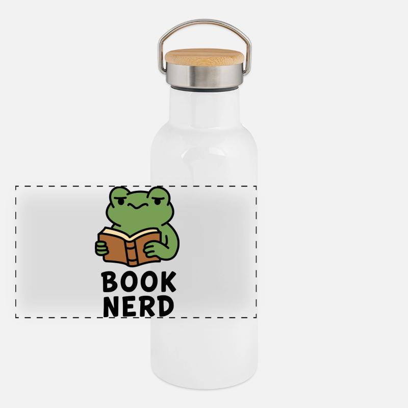 Wise Frog Lesebuch Drucken Panorama Thermosflasche mit Bambusdeckel
