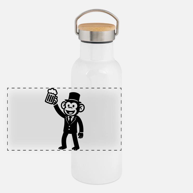 Affe Bachelor Party Bier Panorama Thermosflasche mit Bambusdeckel