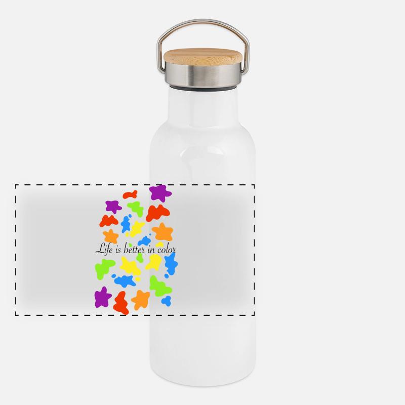 Touches colorées de couleur Gourde isotherme avec bouchon en bambou