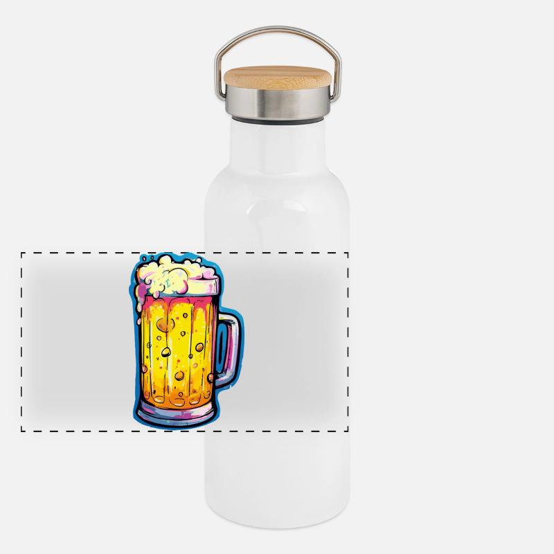 Verre de bière comique Gourde isotherme avec bouchon en bambou