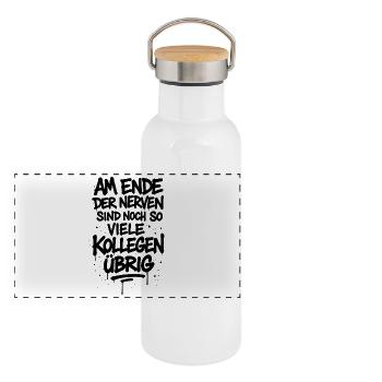 Lustiger Spruch für Arbeit & Job Kollegen Geschenk - Panorama Thermosflasche mit Bambusdeckel - Weiß - Vorne