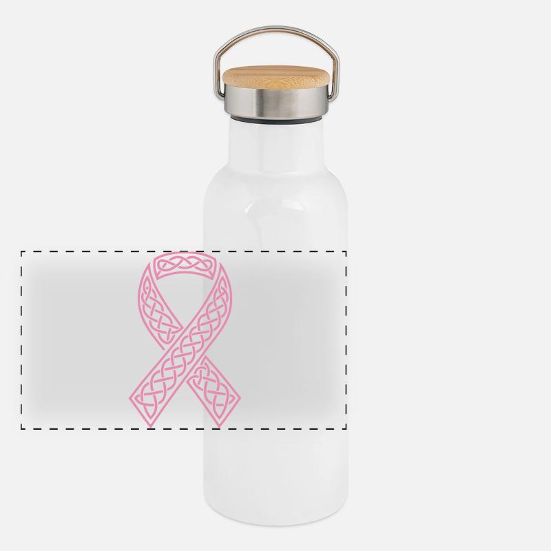 Pink Celtic Ribbon with Bow Panoramic Thermal Bottle with Bamboo Lid