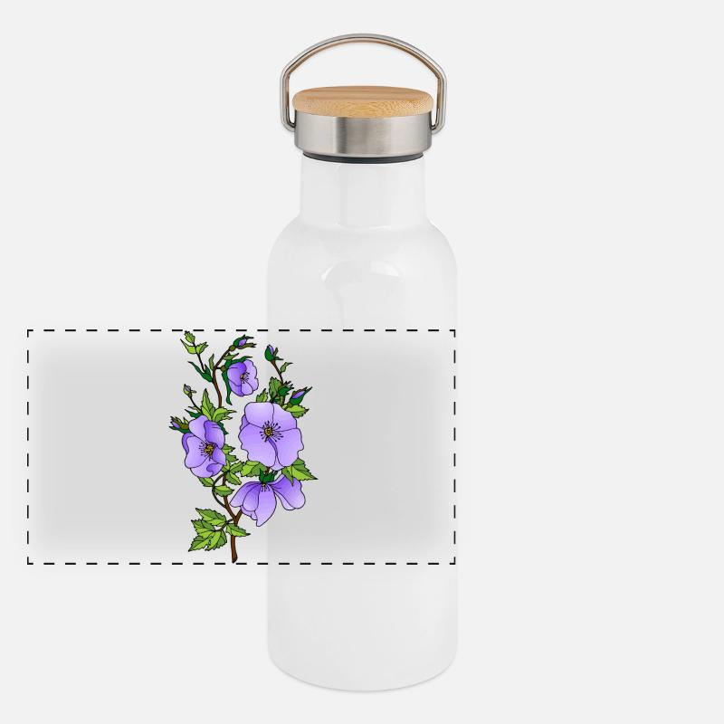 Blumen Panorama Thermosflasche mit Bambusdeckel