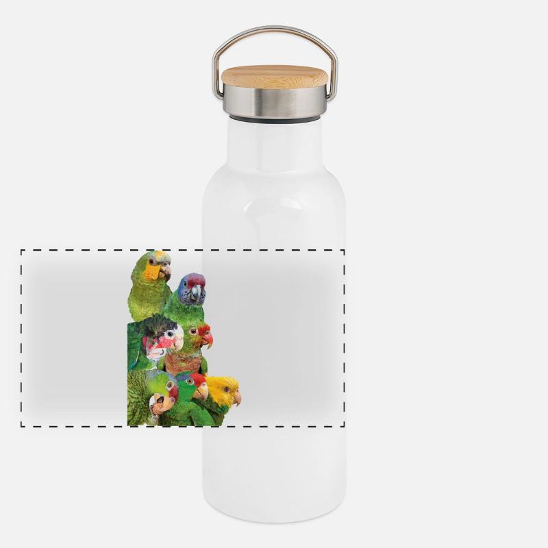 Amazonian parrots Panoramic Thermal Bottle with Bamboo Lid