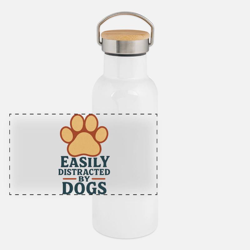 Facilement distrait par les chiens Gourde isotherme avec bouchon en bambou