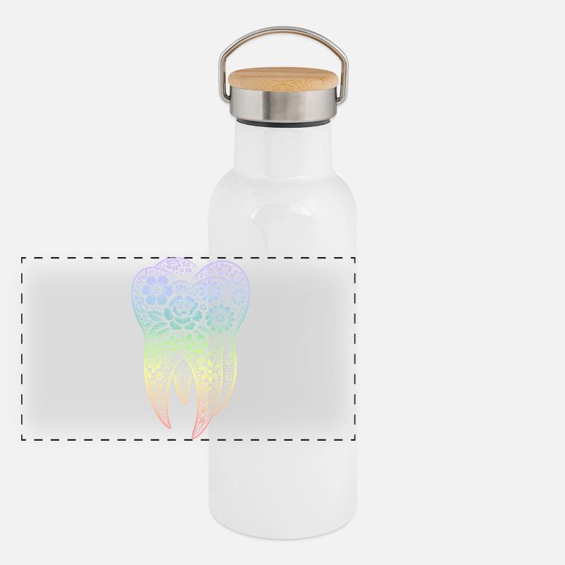 Fleurs dentées en dégradé Gourde isotherme avec bouchon en bambou