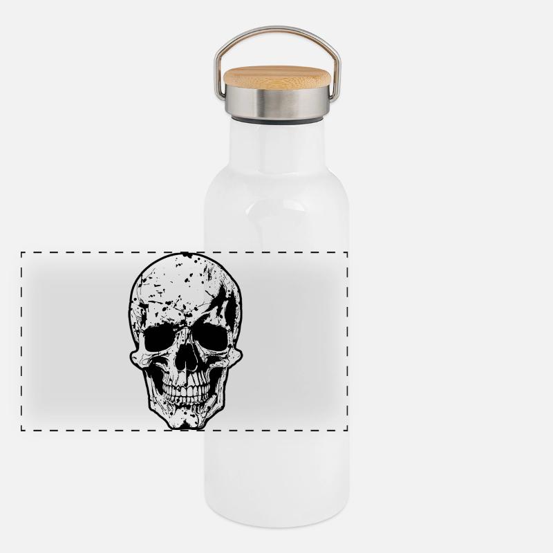 Skull Splatter Grunge Print Gourde isotherme avec bouchon en bambou